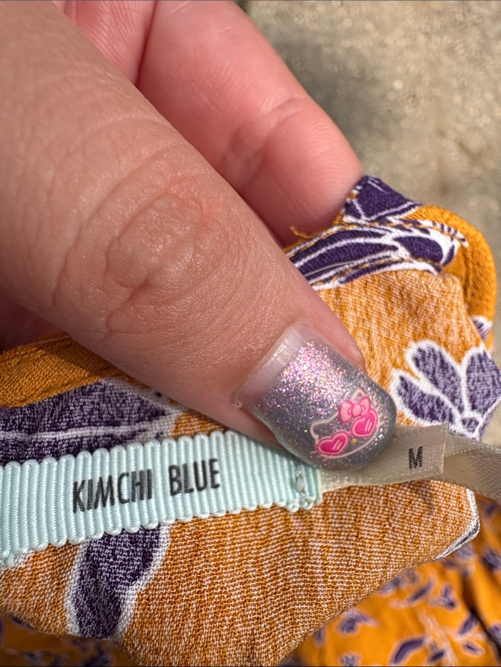 Kimchi Blue Mustard and Purple Floral Halter Dress - Picture 3 of 4